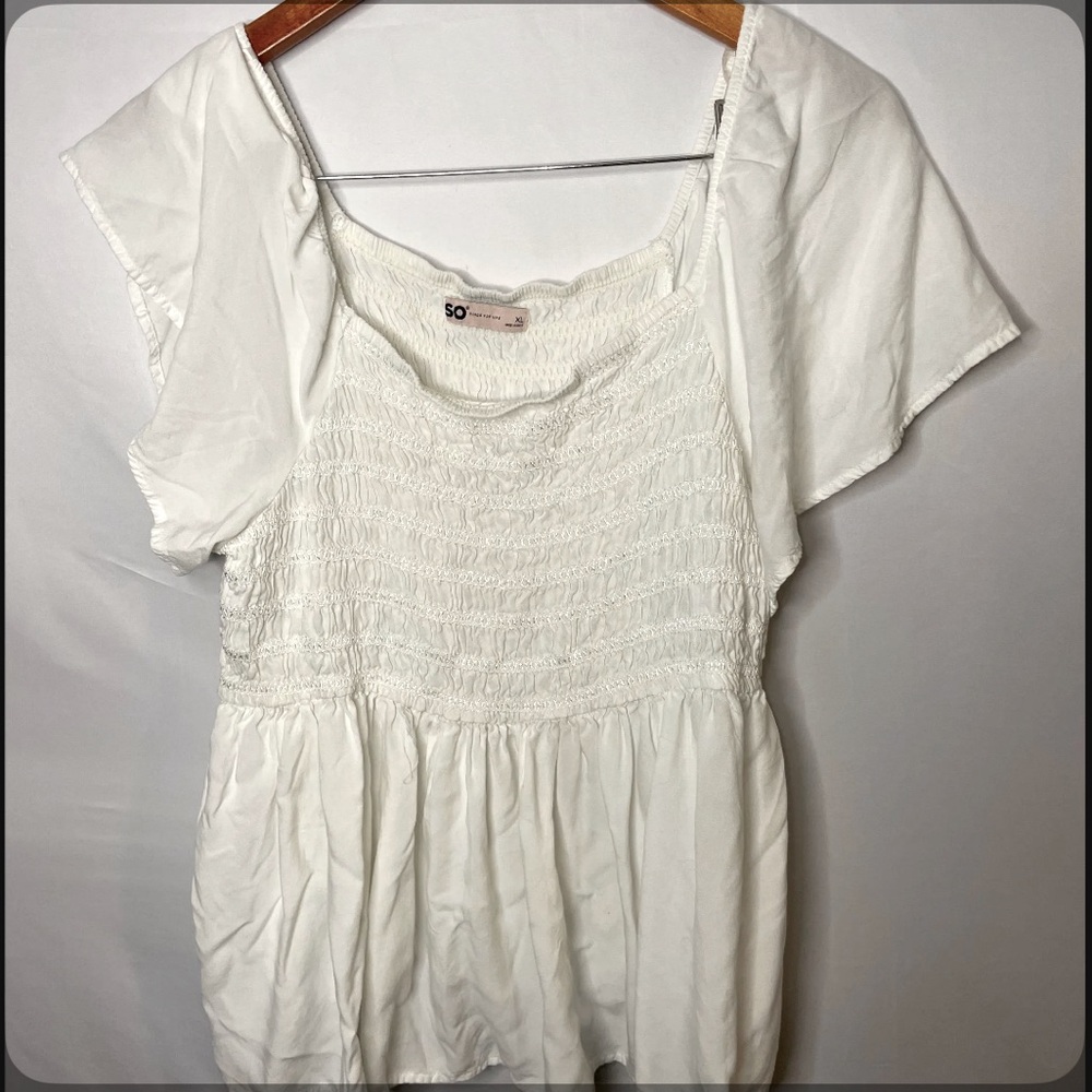 Boho White Smocked Blouse - Southern stretchy flowy flattering y2k 90s fairy